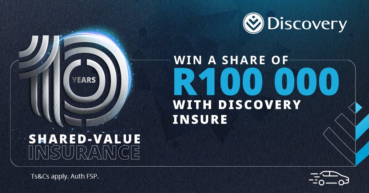 Radio702's tweet photo. It’s Discovery Insure’s 10th birthday and they’re celebrating 10 years of giving you more with the chance to win up to R10 000 on 702.
Visit https://t.co/Bz247nk27v NOW to enter and to get a quote.
#DSYInsureDecade - @Discovery_SA Auth FSP. T’s & C’s apply. https://t.co/Lo03PEwDYZ