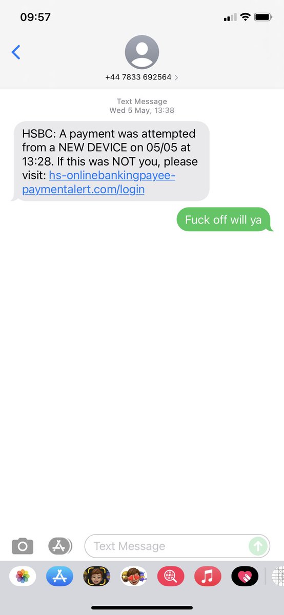 5napper's tweet image. Love replying to the scammers #scam #HSBC #royalmail they must think I’m stupid lol