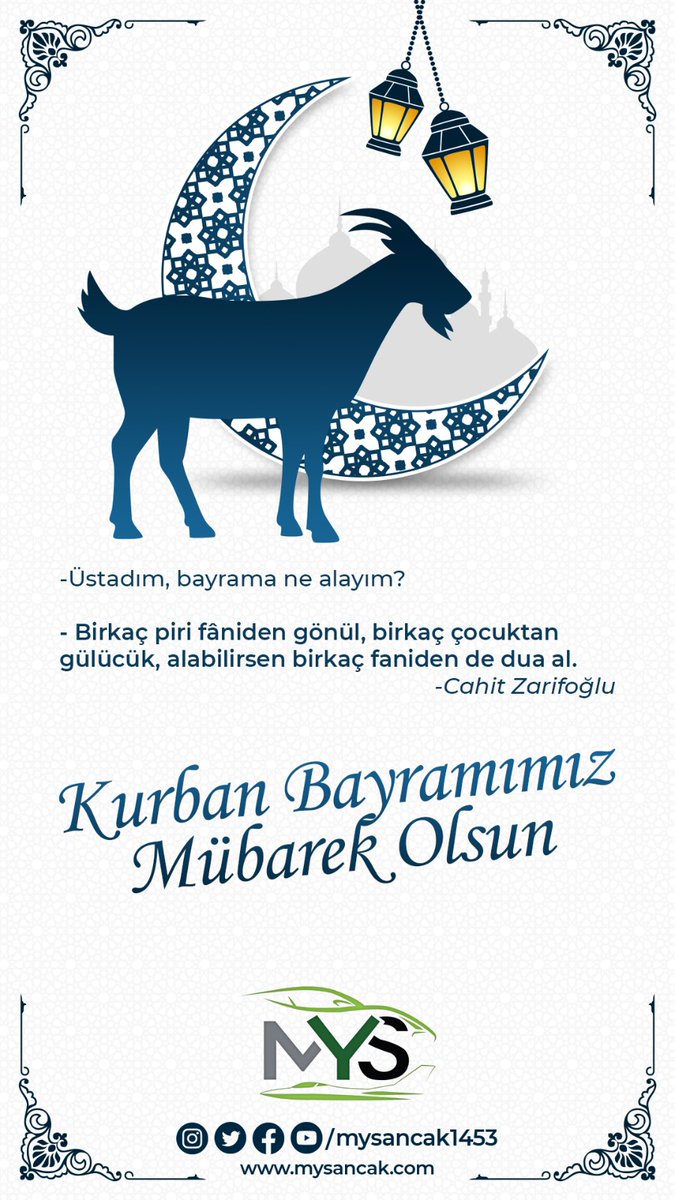 Kurban bayramınız mübarek olsun.