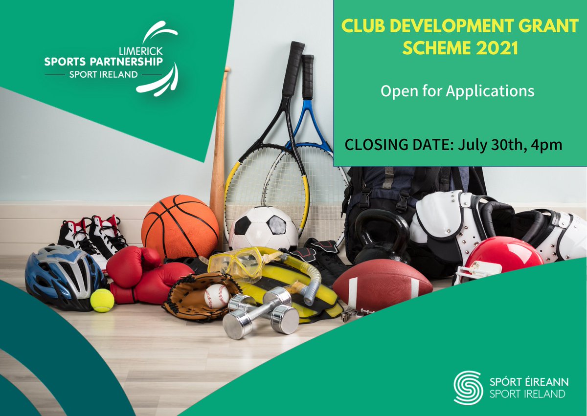 Is your club interested in applying for grant funding?🤔

CDG scheme aims to:
1⃣Assist local clubs in enhancing existing opportunities to become involved in sport &amp; physical activity
2⃣Assist local clubs to initiate new programmes or events 

ℹ️ limericksports.ie/cdg-2021/

#Limerick