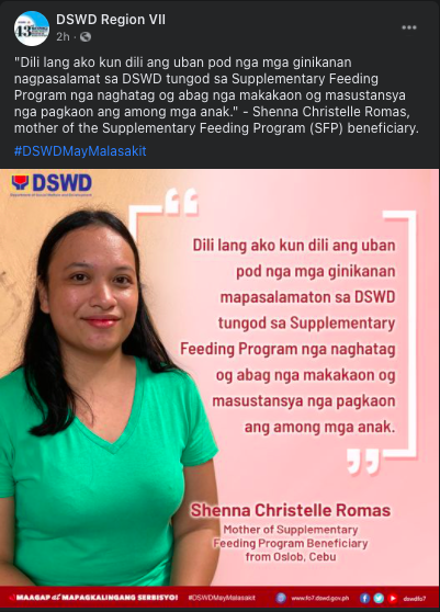dswdserves's tweet photo. Tunghayan ang mga balita, ganap, at mga kuwento ng tagumpay ng mga programa at pasasalamat ng mga benepisyaryo ng DSWD mula sa iba't ibang panig ng Pilipinas.
Maraming salamat sa inyong lahat para sa patuloy na pagtitiwala sa DSWD.
#DSWDMayMalasakit
#DSWDSFP
#ZeroHungerPH https://t.co/POixYRMzQx