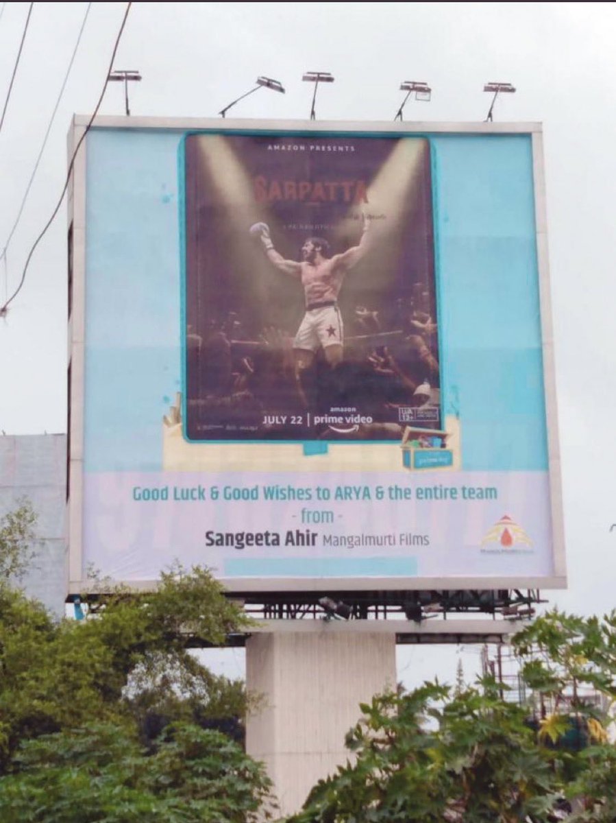 Arya (@arya_offl) on Twitter photo So thrilled to see #Sarpatta all over Mumbai 😍😍😍 Thank you <a href="/sangeetaahir/">Sangeeta Ahir</a> Masi and <a href="/AhirsachinAhir/">Sachin Ahir</a> uncle #MangalmurtiFilms for ur blessings and love 🤗🤗🤗😘😘 #SarpattaOnPrime <a href="/PrimeVideoIN/">prime video IN</a> <a href="/beemji/">pa.ranjith</a> <a href="/K9Studioz/">K9STUDIOS</a> So thrilled to see #Sarpatta all over Mumbai 😍😍😍 Thank you <a href="/sangeetaahir/">Sangeeta Ahir</a> Masi and <a href="/AhirsachinAhir/">Sachin Ahir</a> uncle #MangalmurtiFilms for ur blessings and love 🤗🤗🤗😘😘 #SarpattaOnPrime <a href="/PrimeVideoIN/">prime video IN</a> <a href="/beemji/">pa.ranjith</a> <a href="/K9Studioz/">K9STUDIOS</a>