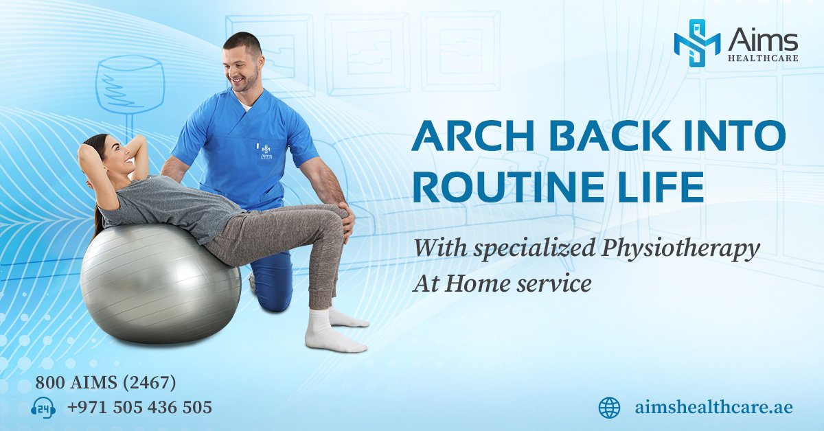 Aims_Healthcare's tweet photo. Our DHA-certified team of Physiotherapists is specialized to treat a wide range of physical injuries and ailments right at your doorstep! Avail our expert Physiotherapy at Home service in Dubai with just a call. Simply dial +971 505 436 505! https://t.co/WiyTNc1KcX
