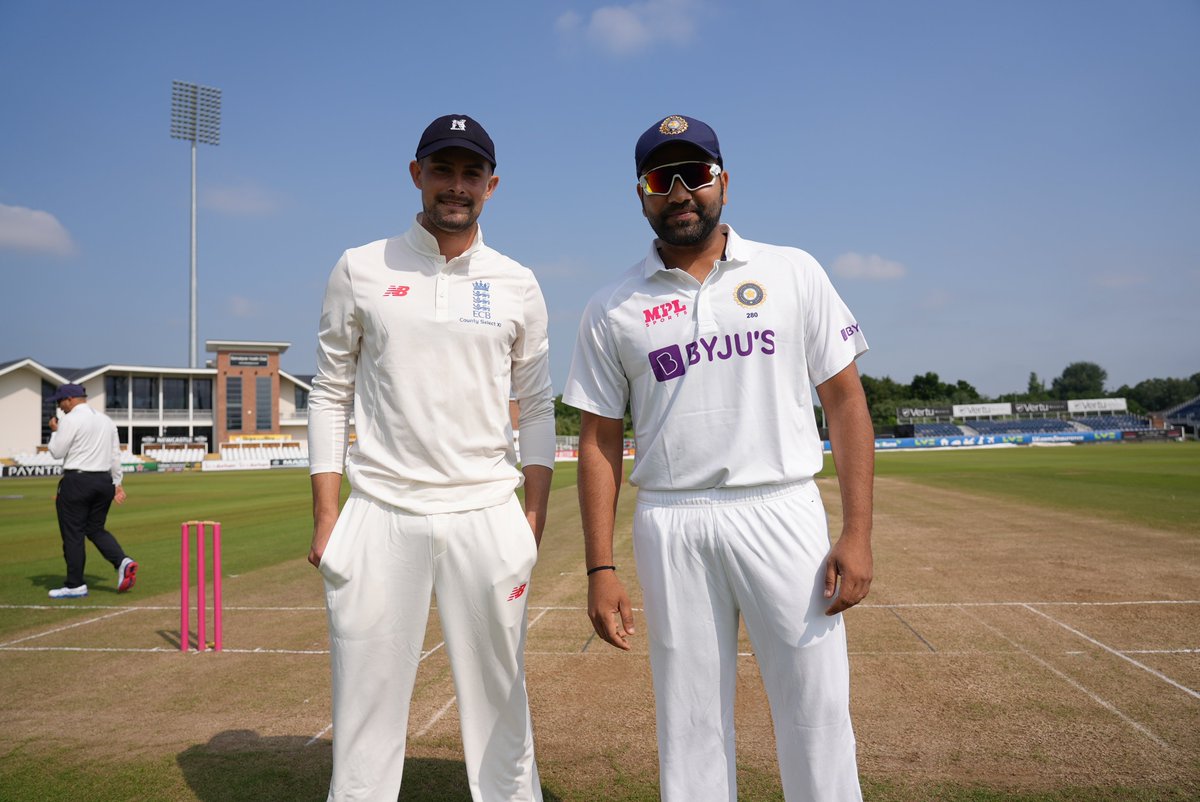 BCCI's tweet photo. #TeamIndia have won the toss and will bat first against County XI here at Durham.

Playing XI : Rohit Sharma (Capt), Mayank Agarwal, Cheteshwar Pujara, Hanuma Vihari, KL Rahul (WK), Ravindra Jadeja, Axar Patel, Shardul Thakur, Umesh Yadav, Jasprit Bumrah, Md Siraj https://t.co/j4ziX2zBnV