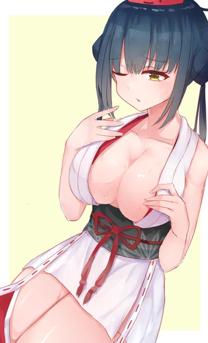 お題箱より
「修行終えたばかりで服がはだけている&amp;汗ばんでいる山神カルタ」
#カルタの絵札 

お題ありがとうございました 