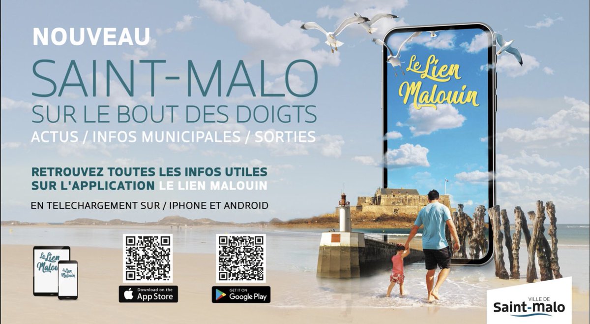 eloJhello's tweet image. Elle est disponible sur les stores et elle se veut intuitive, informative, interactive et évolutive : il s agit de la nouvelle application de la @VilleSaintMalo #lelienmalouin  utile et efficace