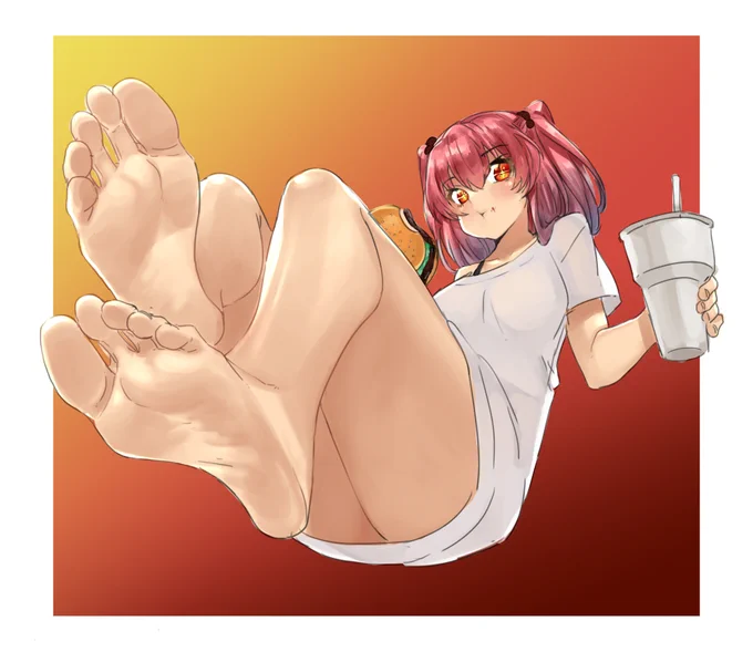#一日一裸足絵 
#ハンバーガーの日 