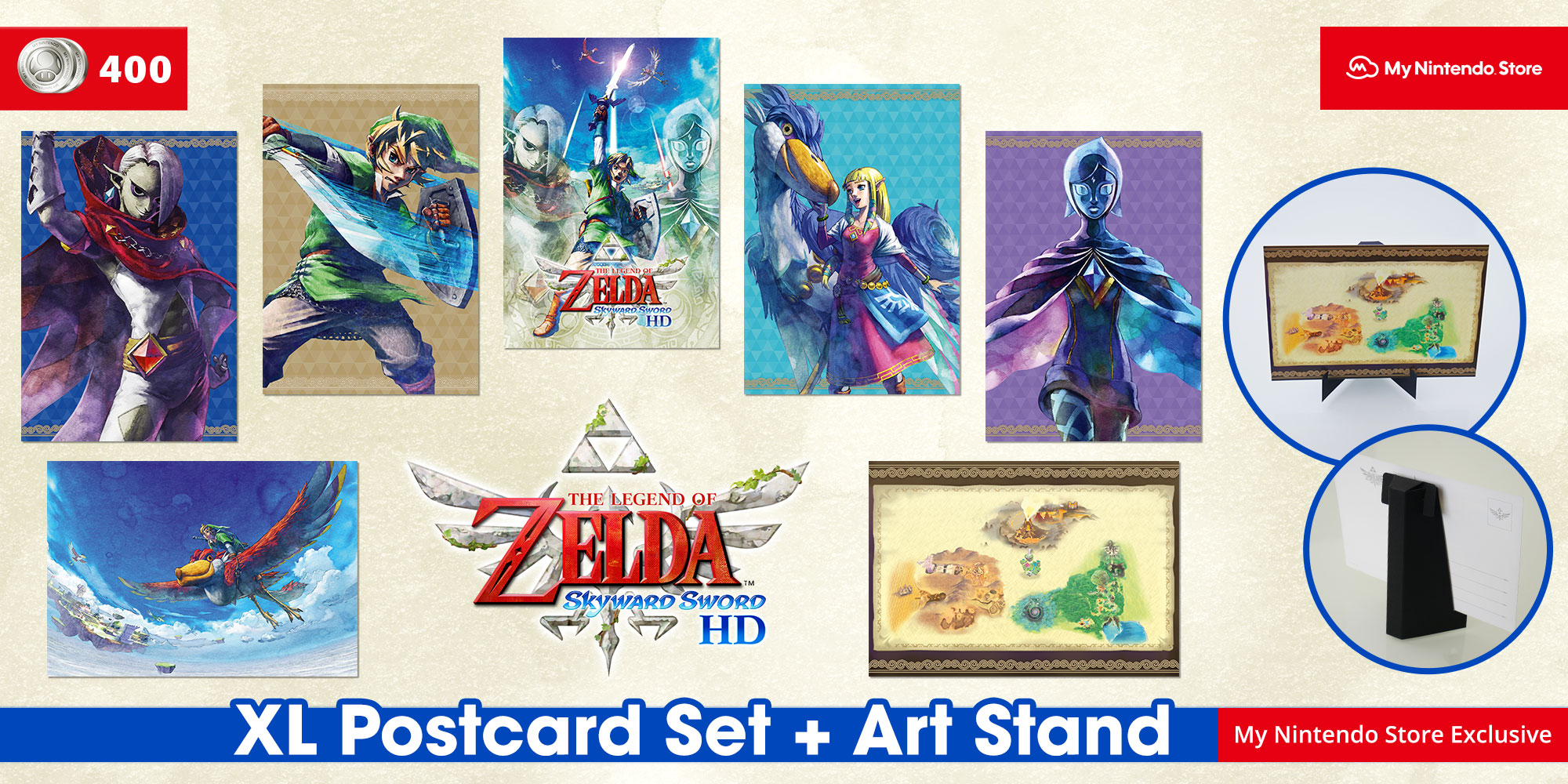 Nintendo Uk Get This The Legend Of Zelda Skywardswordhd Xl Postcard Set And Art Stand As A My Nintendo Store Reward Now For 400 Platinum Coins Plus Shipping Grab It