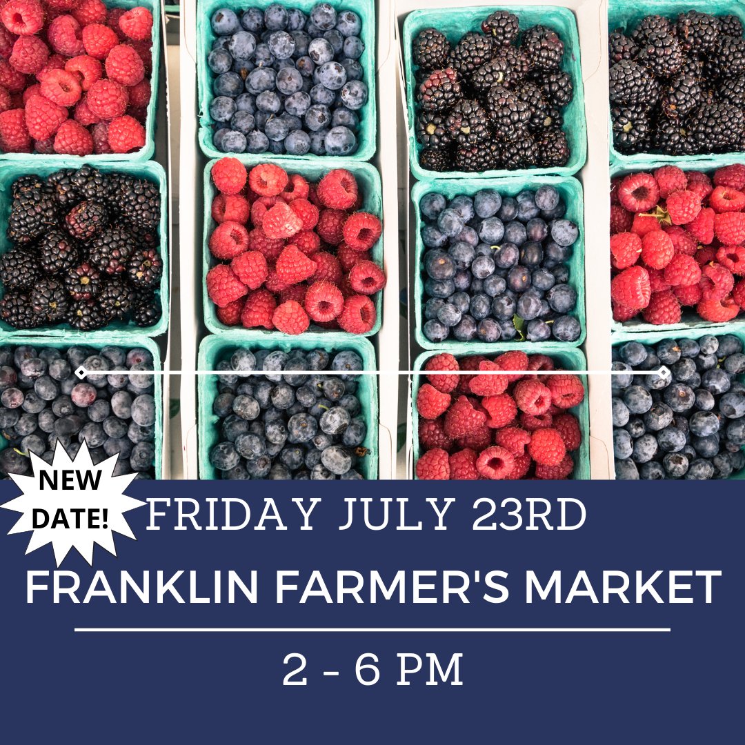NEW DATE! There's still time to stop by our booth at the Franklin Farmer's Market this weekend, July 23rd. #FranklinFarmersMarket #FarmersMarket #TECfranklin