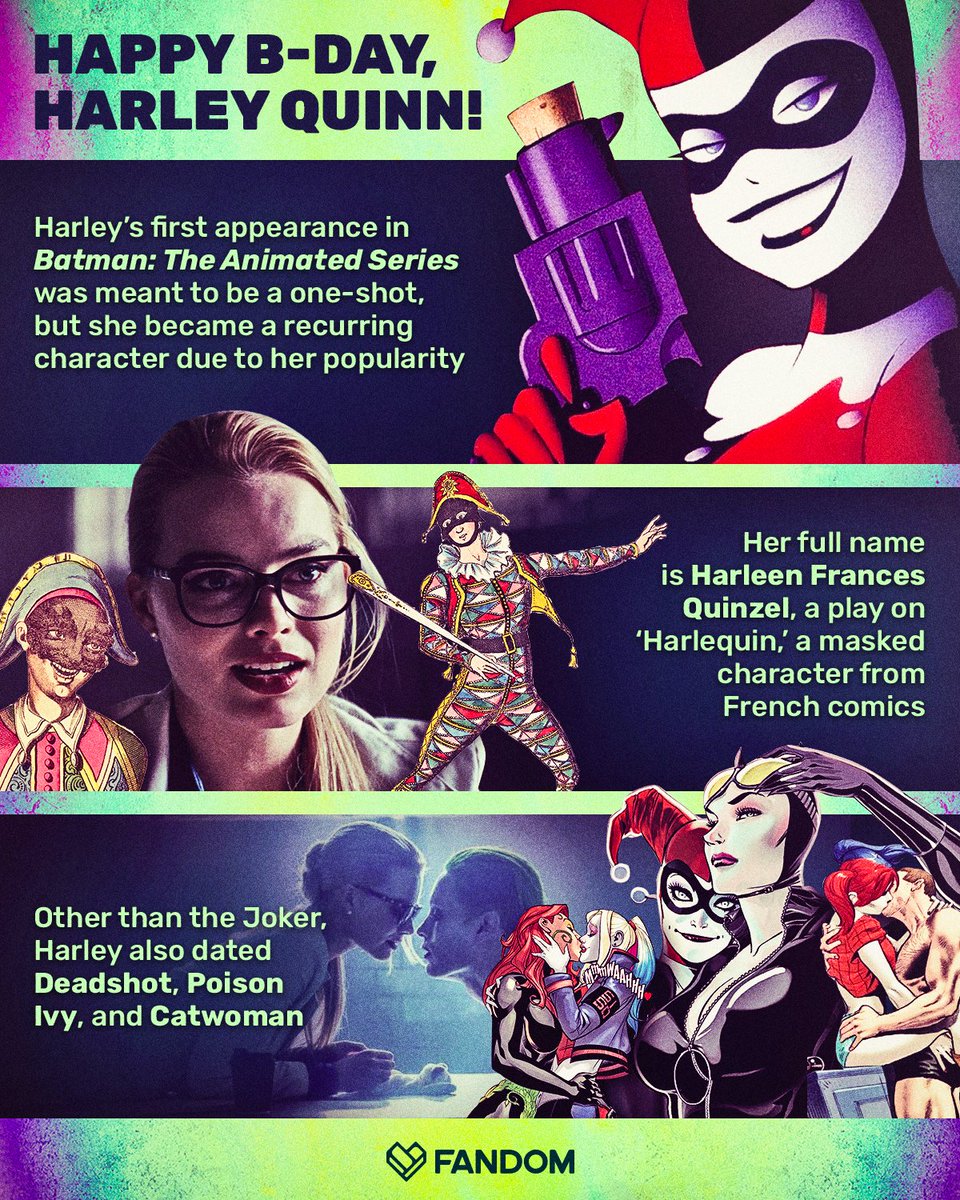getFANDOM's tweet photo. Happy Birthday Harley Quinn ♦️♦️ https://t.co/JX4gHRSnrq