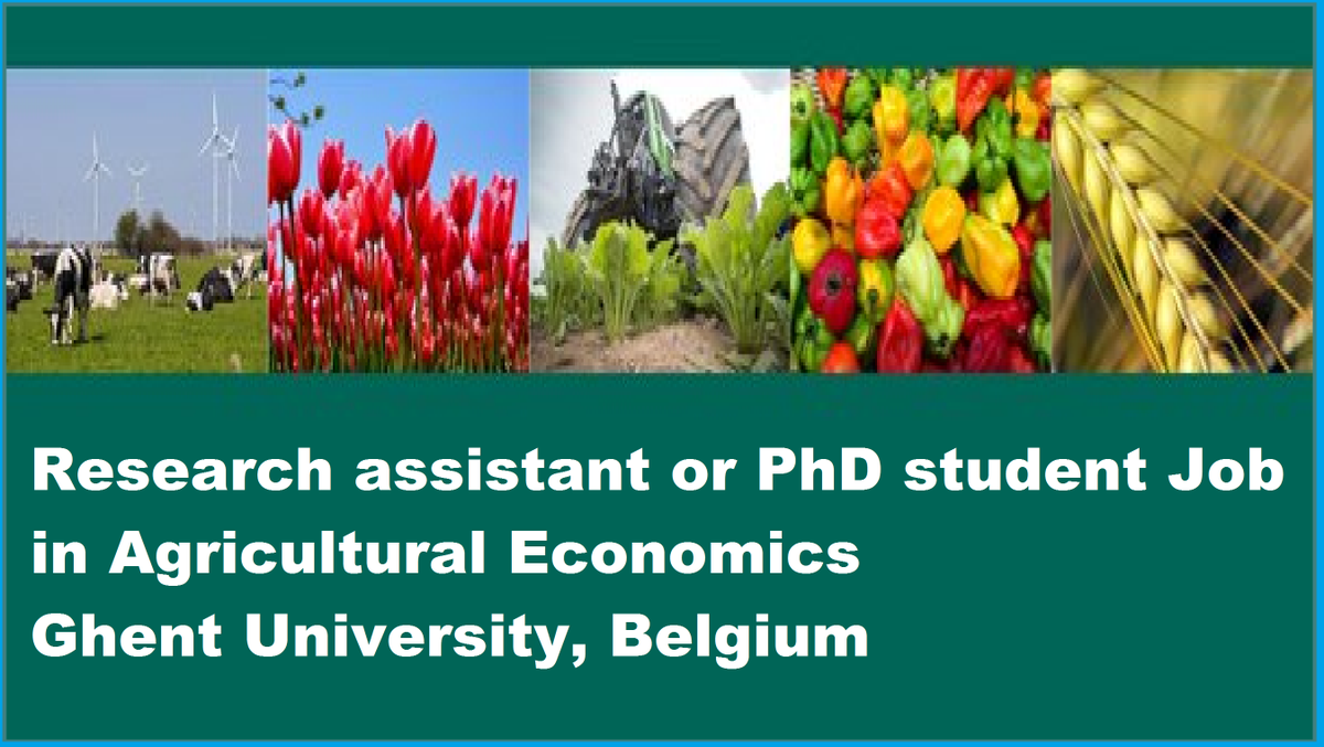 Research assistant or PhD student Job in Agricultural Economics at Ghent University, Belgium agristok.blogspot.com/2021/07/resear…

#phdjobs  #researchjobs  #universityjobs  #highereducationrecruitment  #sciencejobs  #economics #academicjobs #belgiumjobs