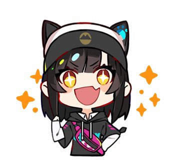 1girl solo black hair animal hat cat hat smile hood  illustration images