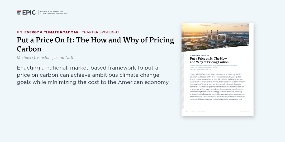 UChiEnergy's tweet photo. In his new paper, @RyanMKellogg and his co-author present key policies the country will need to support a #cleanenergy transition including #carbon pricing and a CES (https://t.co/doJQ5KzpyS).
The #EPICRoadmap has more: https://t.co/mdbrPfxJE6 and https://t.co/2W7yKlNBZs https://t.co/1pu46Syvze