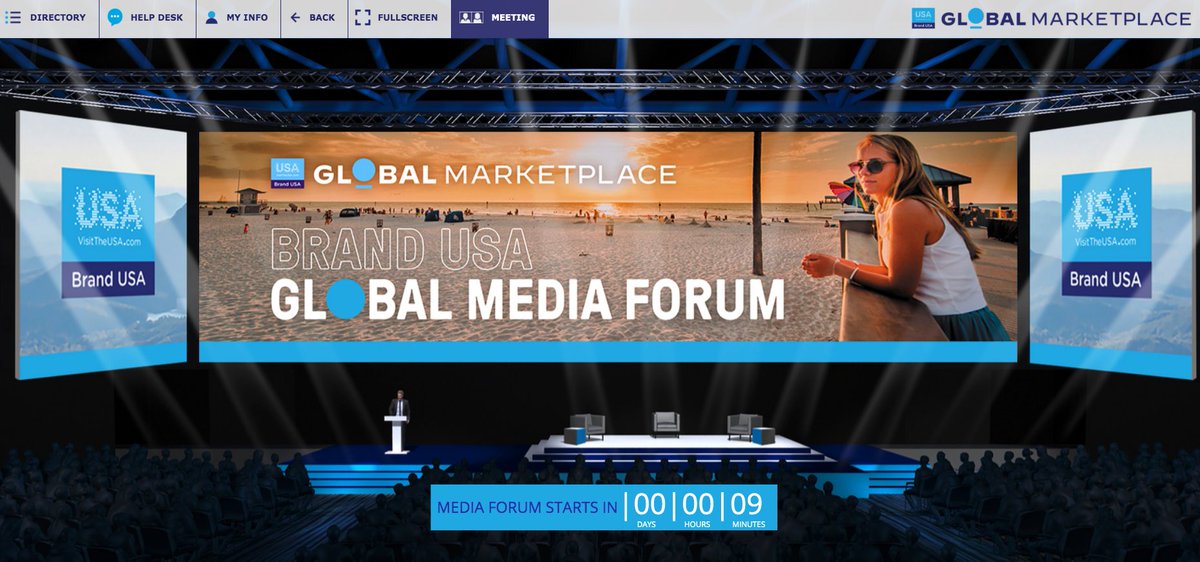 RosieBateman3's tweet photo. Just under ten minutes until the first ever @BrandUSA Global Media Forum kicks off! Super excited to tune into our fantastic enrichment panels and connect U.S. partners with media on #BrandUSAGlobalMarketplace. https://t.co/AfRNmYc4Pa