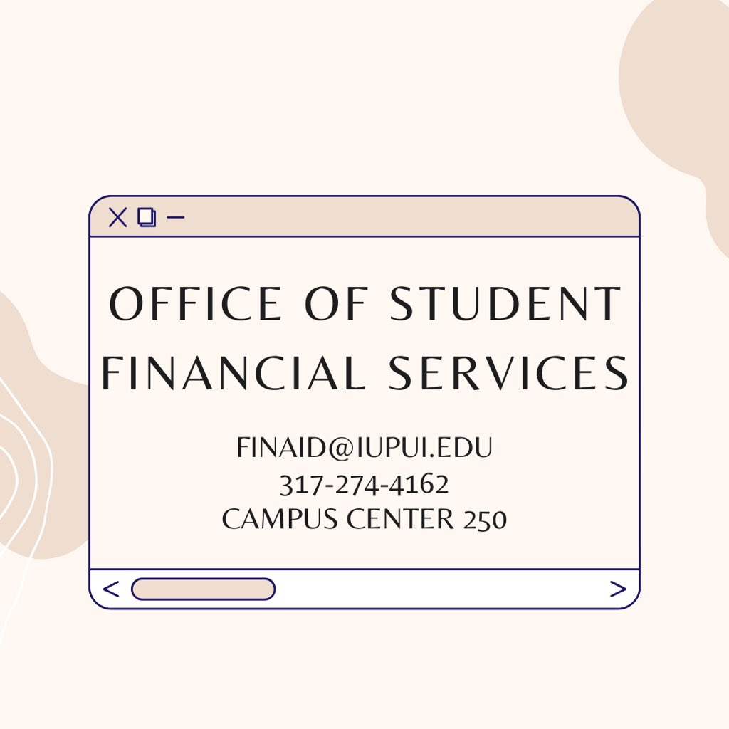 Health & Life Sciences @IUPUI (@hlsci_iupui) on Twitter photo The Office of Student Financial Services helps students pay for college expenses through the awarding of grants, scholarships, loans, and work-study from federal, state, institutional, and private sources.
Linked in the bio. The Office of Student Financial Services helps students pay for college expenses through the awarding of grants, scholarships, loans, and work-study from federal, state, institutional, and private sources.
Linked in the bio.