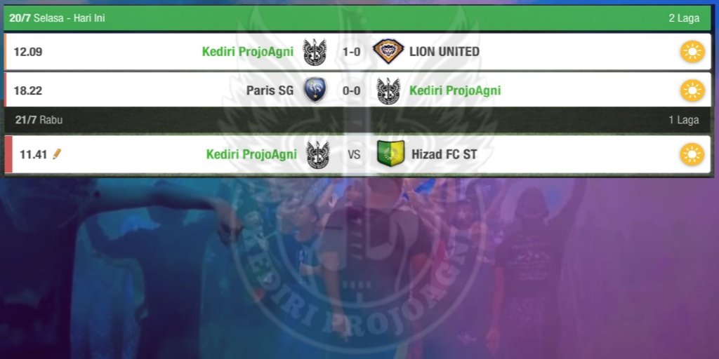 projoagni's tweet photo. Liga Super 🥳 
Liga Domestik 😌 

Next Match Liga domestik Kediri Projoagni Vs Hizad FC ST. Rabu 21 07 2021 at stadion Joyoboyo Kediri https://t.co/l5tjIY9BuA