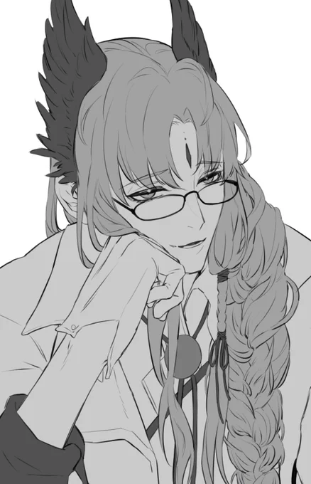かみたたさんに塗ってもらったパッセンジャ一の下絵みたいなもんだけどこう 髪を結って眼鏡かけて欲しい 