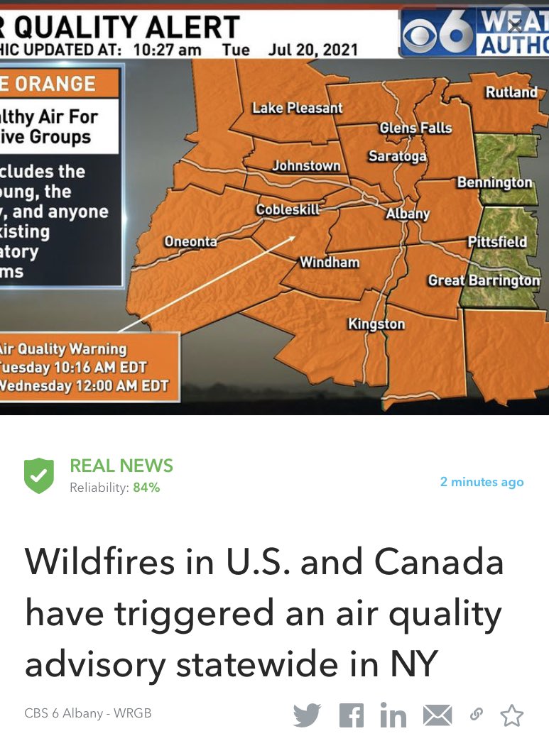 oigetit_pr's tweet photo. Wildfires in U.S. and Canada have triggered an air quality advisory statewide in NY https://t.co/SHlcfozdps

Read More: https://t.co/b13jtMOBPz 

#wildfires #Canada #NewYork #airquality #pollution #ClimateAction 

This article was fact-checked by Oigetit✅ https://t.co/n23uzCNtg4