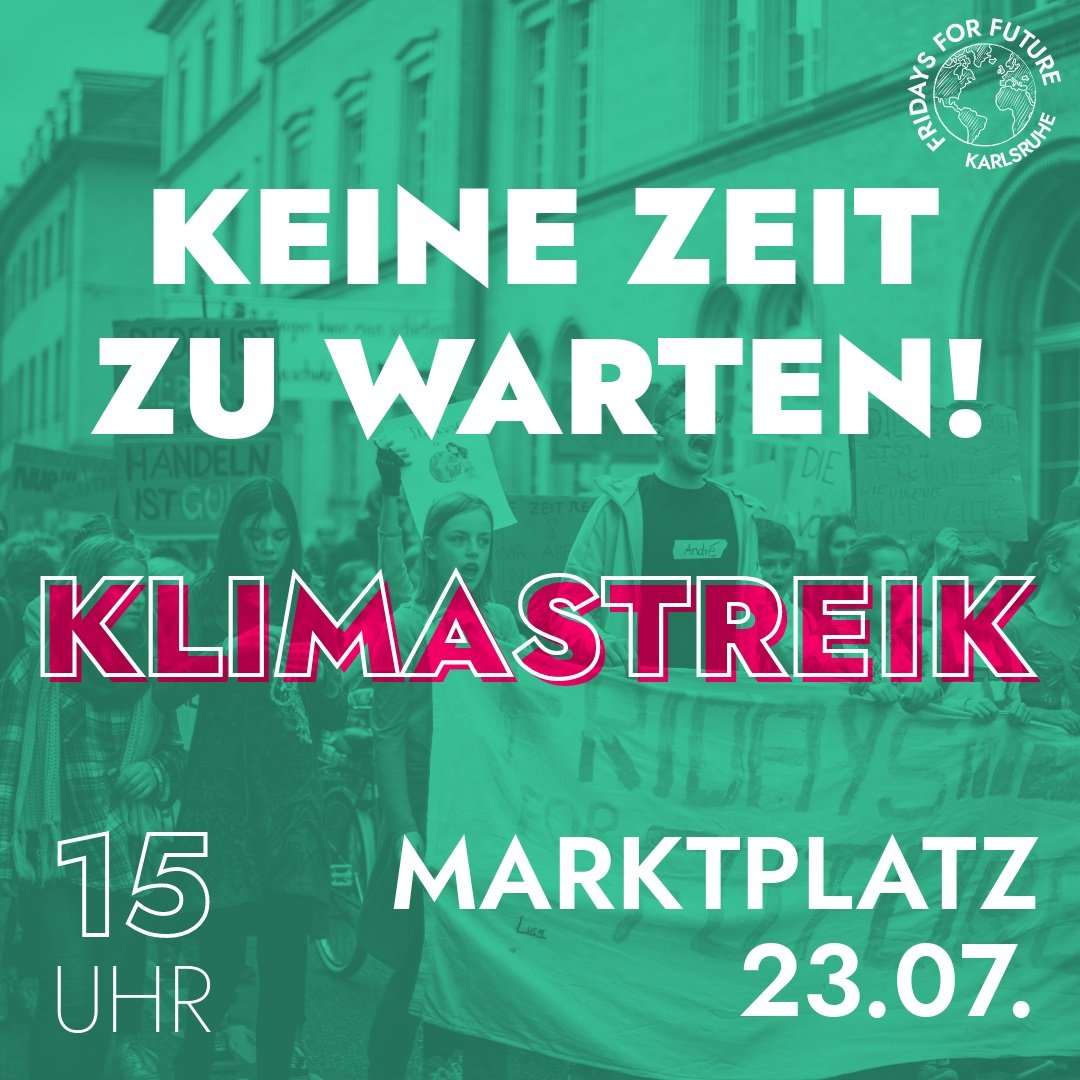 Nicht erst seit den schrecklichen Erignissen der letzten Wochen haben wir #KeineZeitZuWarten!

Am Freitag demonstrieren wir wieder - kommt um 15 Uhr auf den Marktplatz. ✊🏼

Wir wollen Klimagerchtigkeit.
Jetzt.