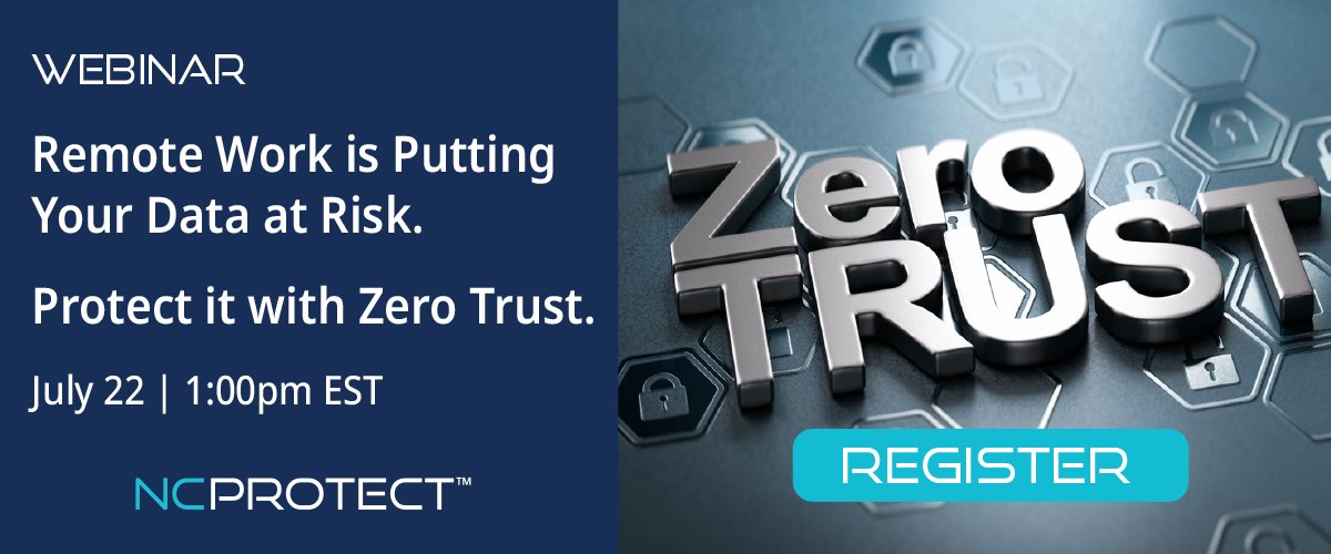 Remote Work is here to stay. Learn why the shift to #remotework has orgs grappling with how to protect business-critical and how to prevent data loss with Zero Trust Data Access on our Webinar Thursday June 22. Register now: hubs.ly/H0SCgf20  #infosec #zerotrust #DLP