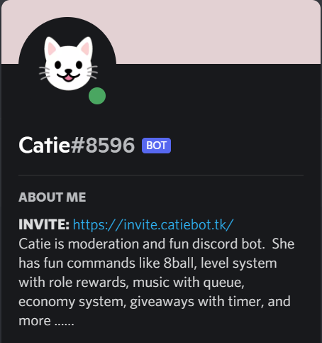 CatieBot's tweet photo. Catie now has About Me section on her profile: https://t.co/KnILDbpyfE