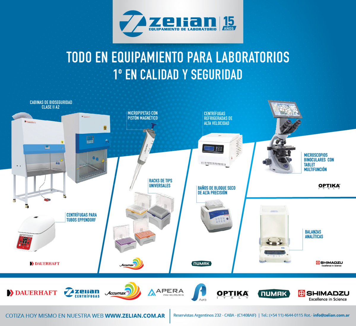 ZELIAN EQUIPAMIENTO PARA LABORATORIOS - 15 AÑOS 

1° En calidad y seguridad.

Conocé todos nuestros equipamientos e insumos ingresando a: zelian.com.ar

Consultá hoy por WhatsApp al +54 9 11 2278-5227

#ZELIAN #equipamientoparalaboratorio #COVID19
