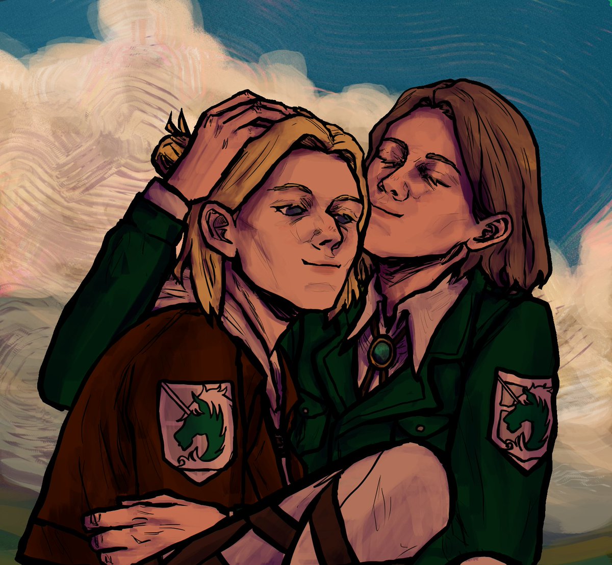 chere_muha's tweet photo. you, you still have all the answers
and you, you still have them too
and we, we live half in the day time
and we, we live half at night
#hitchannie #annieleonhardt #hitchdreyse #snk #aot https://t.co/FozyT5tqUo