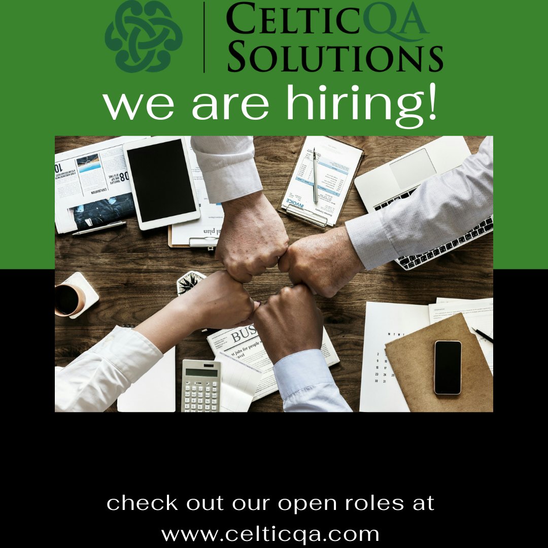 Due to continued growth we are looking for QA Automation Engineers / Software Developers in Test for our offices in USA &amp; Ireland.  click here to view job describtion: celticqa.com/qa-engineer-us…   if interested send CV to careers@celticqa.com