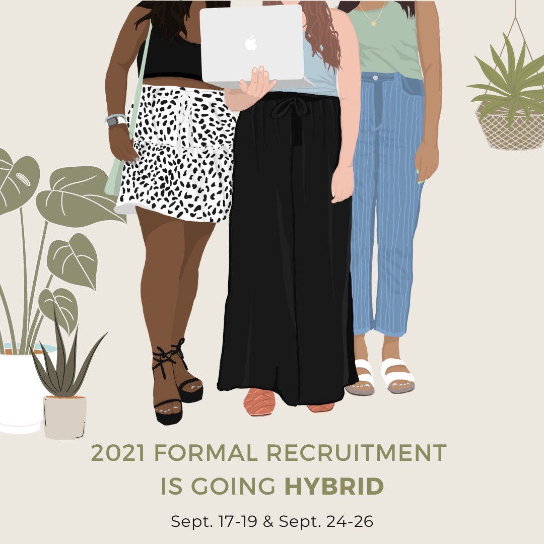 ICYMI: 2021 Formal Recruitment is going HYBRID!!! Woot woot🥳 register for recruitment today, and you’ll get 20% off on the registration fee (the price goes from $55 to $44). This offer will last only 24 hours! #GrowWithPanhellenic 🌿 link in our bio!