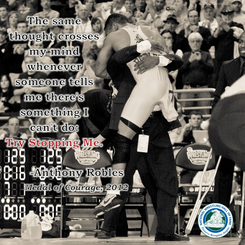 NWHOF's tweet photo. Happy Birthday to @ARobles125, recipient of our Medal of Courage award in 2012

We also proudly feature Anthony as part of our “Sport For All – Any BODY Can Wrestle” exhibit

READ more and WATCH Anthony’s Hall of Fame video -> https://t.co/RJU4SF1cfV

@ASUWrestling https://t.co/OLKmifn8FW