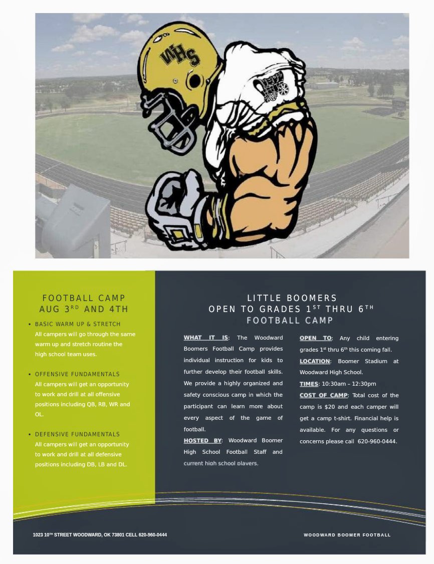 Little Boomers football camp August 3rd &amp; 4th, 10:30am to 12:30pm at Boomer Stadium! Grades 1st thru 6th, cost is $20. IAMBK #strain