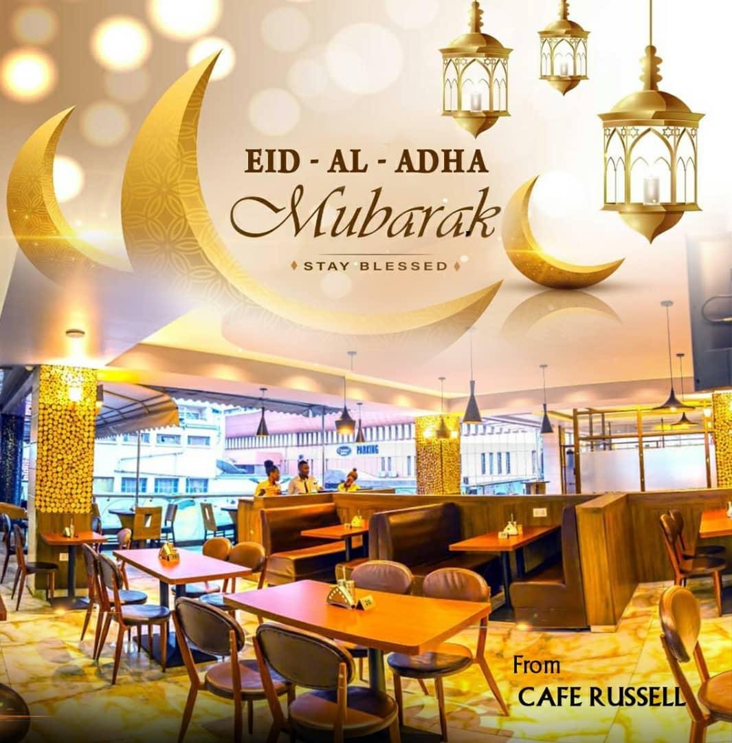 CafeRussellKLA's tweet photo. Eid -al -adha mubaraka  from cafe Russell to our dear Muslim family we appreciate and thank you for the constant support shown to us ,we hope you have a blast full day #caferussell 0707303002 https://t.co/7mPIvlCBka