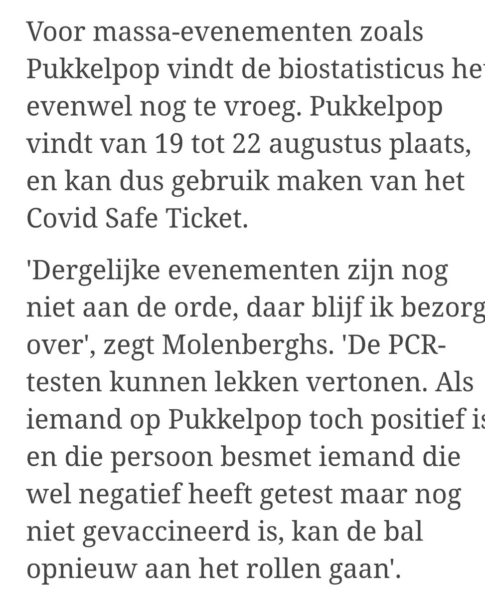 J_opty's tweet photo. @vanranstmarc @GMolenberghs 

Bij Pukkelpop zullen alle gevaccineerden niet worden getest. Maar zij kunnen toch ook nog steeds het virus doorgeven aan niet gevaccineerden? Dus de bal zal 100% zeker aan 't rollen gaan bij Pukkelpop. Doordat gevaccineerden gewoon niet worden getest https://t.co/uVWJKW5j7T