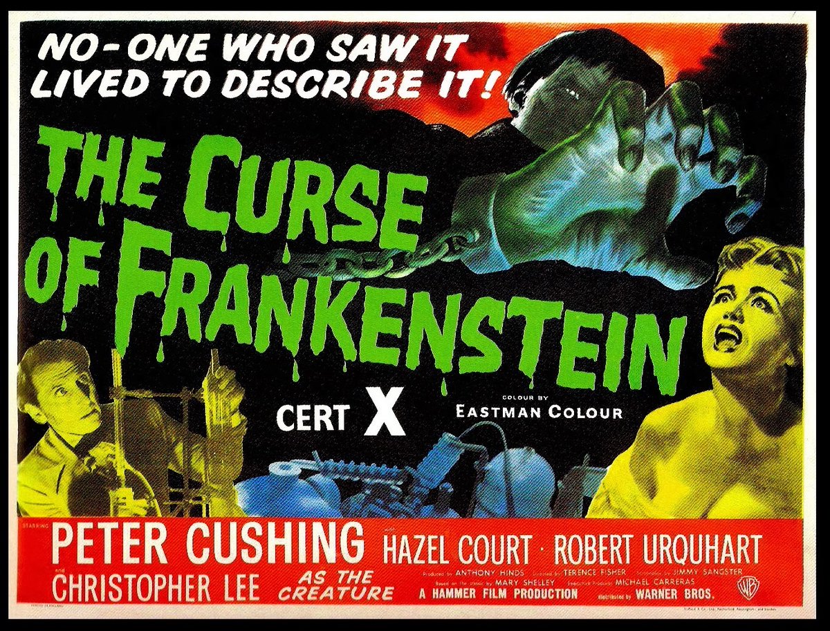 HorrorGhoulz's tweet photo. Dont you Just Love these old House of Hammer Movie Posters ? Released in 1957 In 19th century Switzerland, Baron Victor Frankenstein is awaiting execution for the murder of his maid Justine. #classic #horror #movieposter #vintage https://t.co/13K8VsqTWL