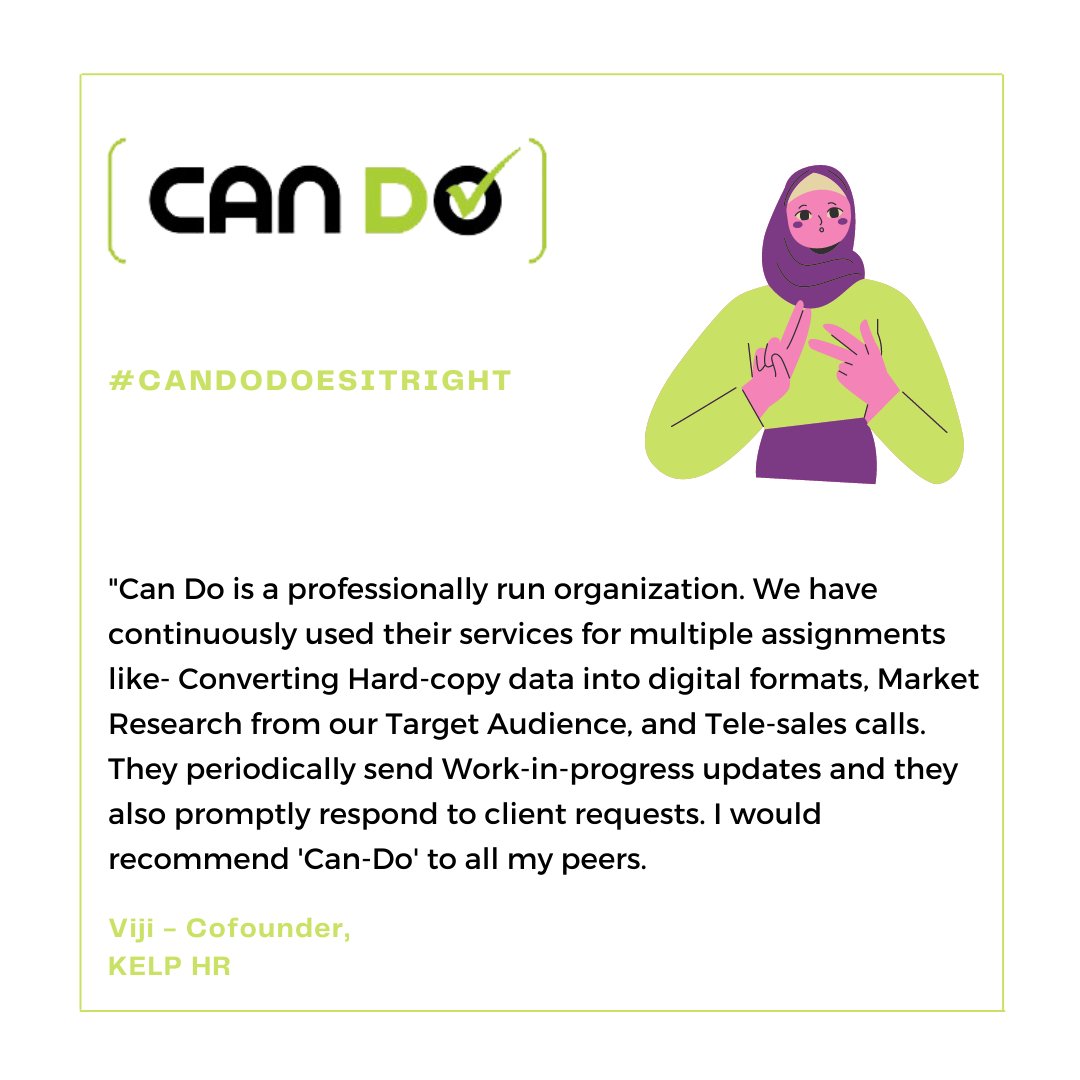cando_india's tweet photo. Thank you for putting your trust in us. It was a pleasure working for KelpHR. We are honored by your feedback.
#candoindia #candoinitiative #supportcando #canDofordisability #testimonial #testimony #peoplewithdisabilities #disabilityinclusion #ShareMax #AmplifyForReach https://t.co/ywiiJM0iQ4
