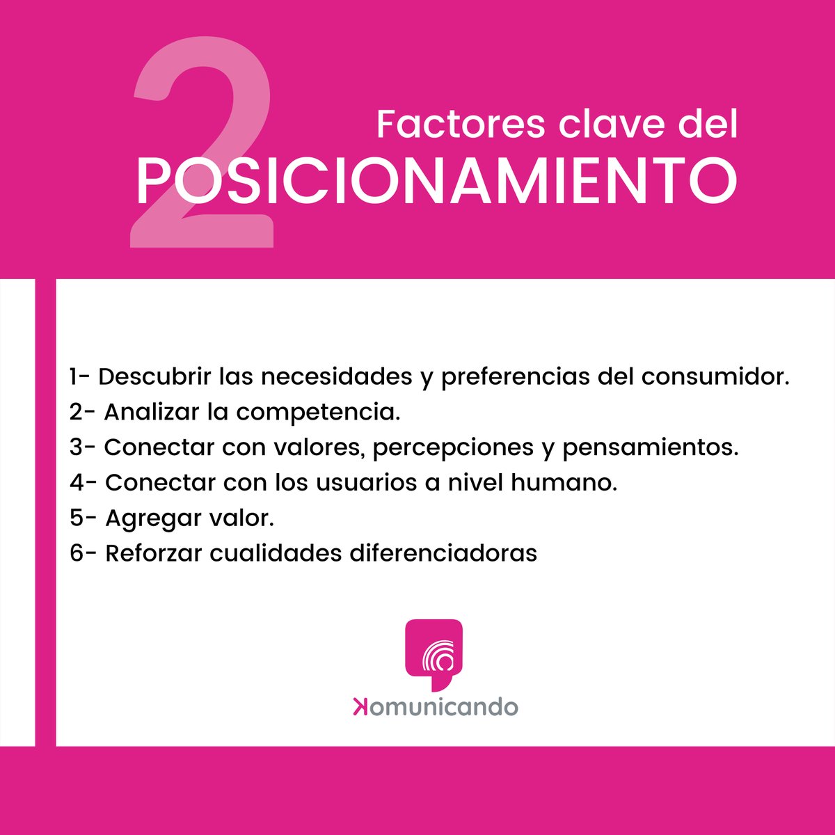 𝗣𝗢𝗦𝗜𝗖𝗜𝗢𝗡𝗔𝗠𝗜𝗘𝗡𝗧𝗢 𝗗𝗘 𝗠𝗔𝗥𝗖𝗔 - Aprende con nosotros
¿𝗤𝘂é 𝗲𝘀?
𝗙𝗮𝗰𝘁𝗼𝗿𝗲𝘀 𝗰𝗹𝗮𝘃𝗲
Sigue a <a href="/komunicando/">GUSTAVO CASASBUENAS</a> y aprende sobre #diseñografico #posicionamiento #branding #posicionamiento #marketing #marketingdigital .

Más información: komunicando.es