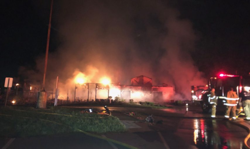 FOX19's tweet photo. #BREAKING: Fire destroys restaurant at northern Kentucky country club. 
We're following all the latest developments on FOX19 NOW Morning News
https://t.co/9pXKOFyzE8 https://t.co/SaRPfrKYpC
