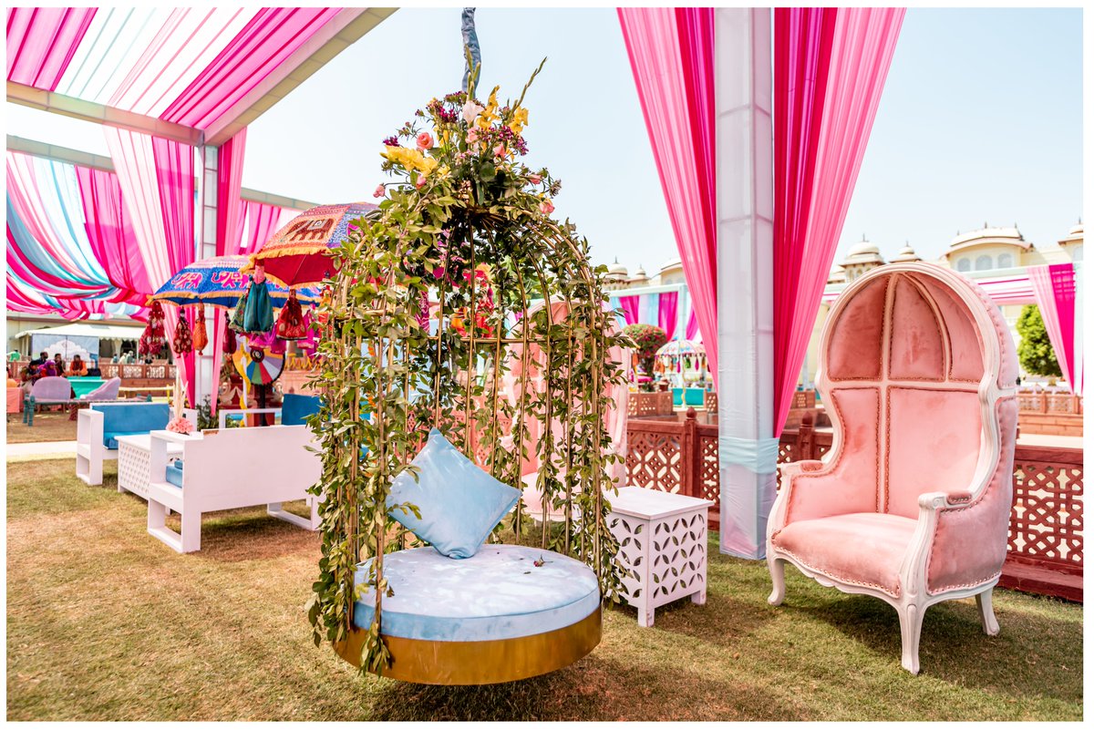 WeddingsAtTaj's tweet photo. Our gorgeous couple Rashin &amp; Riddhima  embracing their magical moments at the royal @JaiMahalPalace
Photographer: Saurabh
Event Planners: itswdne
Make Up - Natasha Singh
#TimelessWeddingsAtTaj #TimelessMoments #TimelessBeauty #LoveStory #HaldiCeremony #HaldiDecor #BeautifulDecor https://t.co/lUCZXn0stI