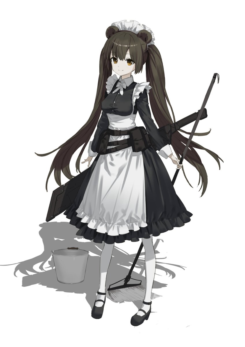 手描きイラスト ◇ オリジナル くま耳メイドちゃん ◇ 色紙