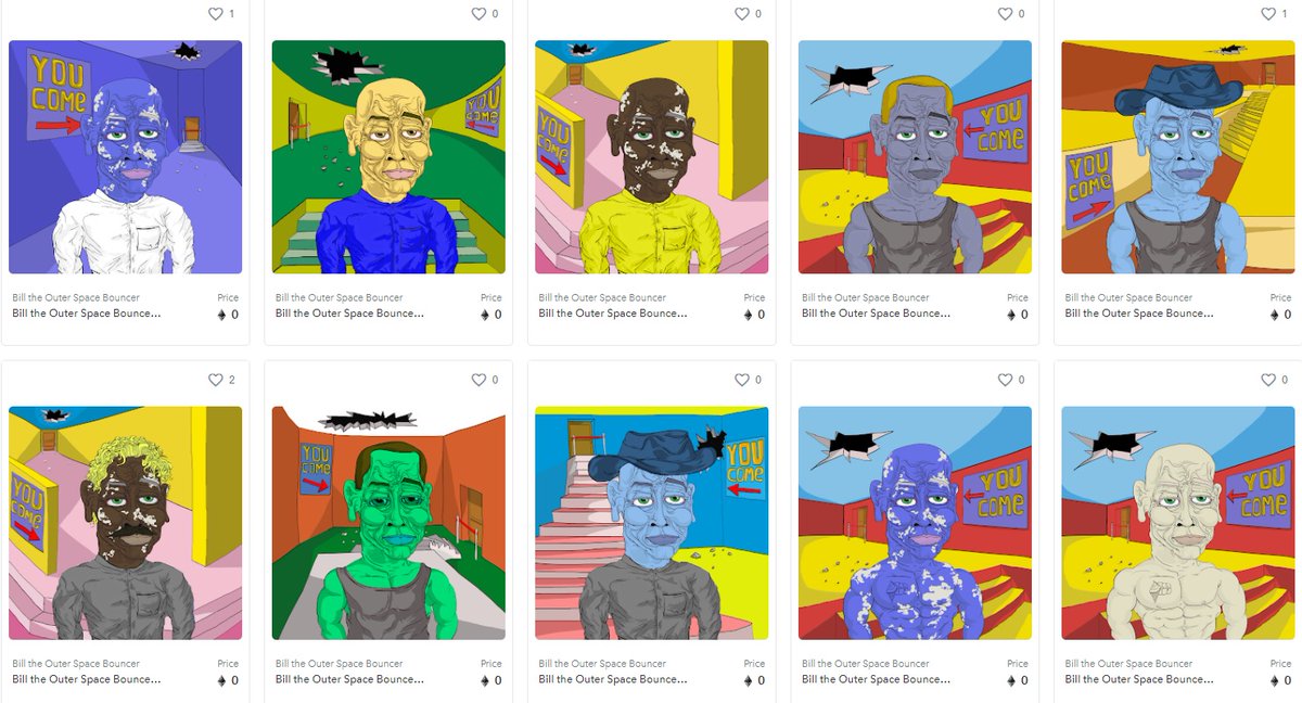 Bill the Outer Space Bouncer - for 0 ETH still available (19 items) 
You still have time, don't forget to tell the NFT community!
#billthebouncer