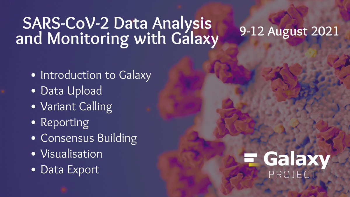 pha4ge's tweet image. The @galaxyproject is hosting a 4 day #SARSCoV2 data analysis and management workshop from 9 - 12 August🙌

Find out more here ⬇️

galaxyproject.eu/event/2021-06-…

#GalaxyProject #Bioinformatics #Training
