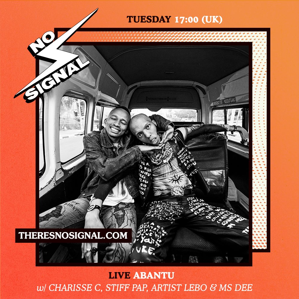 theresnosignall's tweet image. Live &amp;gt; 5-7pm

AbantuNoSignal is back with @StiffPap talking about their TUFF TIME$ EP released on @CotchWithUs, creating spaces for alt artists &amp;amp; the frustrations of SA's youth. DJs @realartistlebo (House) + Ms Dee (Amapiano) takeover the mix!

nosignal.live
