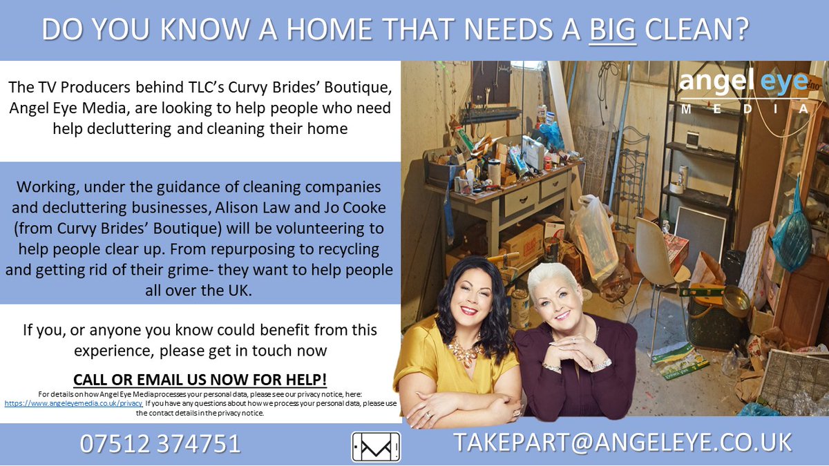 DawnpTv's tweet photo. ☀️What a lovely day! We are looking for people who would like their homes cleaning / clearing and decluttering for a brand new series featuring @curvybridesAl @curvybrides_ @AngelEyeMedia #CleanUp #declutter #clearup #houseclearance https://t.co/c5KW2nvFR9