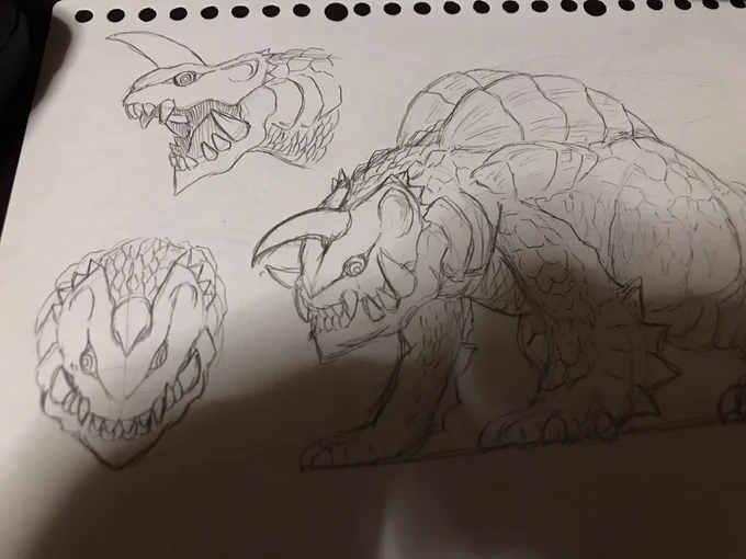 久しぶりにオリジナル怪獣を描いた。

地底怪獣ってことだけ決めて描いたけどどうみてもあの透明怪獣にしかみえない…

まあモデルがその怪獣なんだけど^^; 