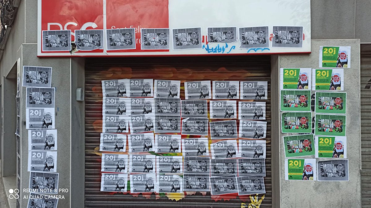 📌 Así de bonita nos ha dejado la @PAHSantfeliu la Agrupación Socialista esta mañana y además se jactan de ello.

❌ En primer lugar confunden una Agrupación Local con el Gobierno de coalición del Estado

❌ Lo más grave es que confunden reivindicación con VANDALISMO. 

‼Así no!