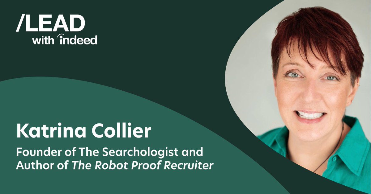 IndeedBusiness's tweet photo. Episode 3 of the #LeadwithIndeed podcast is here! Hear from author @KatrinaMCollier as she dives into the importance of the human element of recruiting in a technological world. Listen here: https://t.co/l1zv1MjZhR https://t.co/dZXhaBNfqQ
