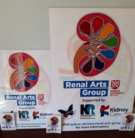 RenalArtsGroup's tweet photo. How lovely are our new RAG badges and posters? The posters will be on display in all NI renal units and the badges will be available at upcoming RAG events. Thanks to @kidneycareuk, NI Kidney Patients Association and NI Kidney Research Fund for supporting this initiative! https://t.co/f9MCfprORw