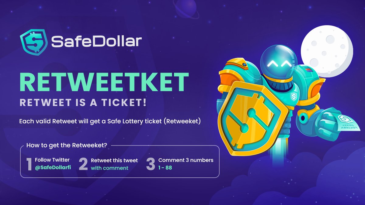 safedollarfi's tweet photo. 🔥Jackpot for free, believe it?

🗣 Retweeket program has opened with details at: https://t.co/90EXMXTJNz.

✅ Round 01 closed with 57 Retweekets. 

Retweet this tweet &amp; comment your numbers to get FREE RETWEEKET - Round 02👇 https://t.co/j733q4wHyJ