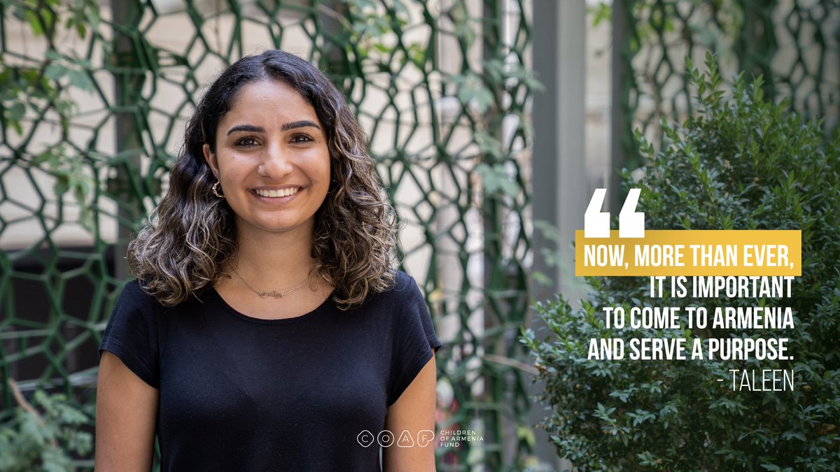 Meet <a href="/TaleenNazarian/">Taleen</a>, our intern who visits #Armenia from #California. Taleen decided to contribute to the advancement of Armenia through volunteering at COAF. She works for COAF Alumni Association, reviewing alumni proposals &amp; coming up with strategies to help them come to life.