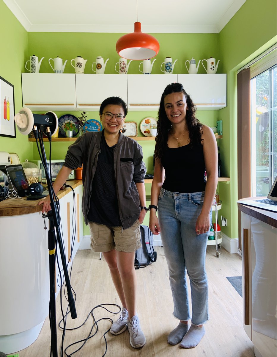 Futures_Theatre's tweet photo. BTS working on #FullyAmplified pre-Freedom Day &amp; a reminder that we still haven't met the majority of everyone involved in the podcast in person! Moments like this mean the world to us. Shout out to @Abi_Zakarian @nicolatchang &amp; @jessbedrossian and that glorious kitchen 😍 https://t.co/7N5ehPL1Kf